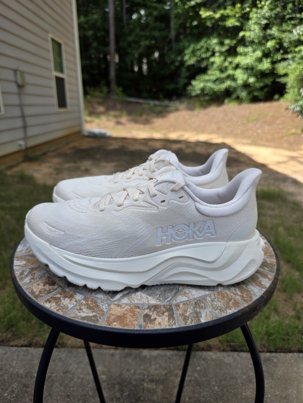 Hoka Arahi 8 1168711 BHLB Birch Alabaster Running Shoe Women Sz 7.5D Wide Worn 1 - Picture 3 of 9